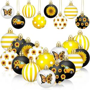 lot 2633 image: Silipull 24 Pcs Sunflower Ornaments Summer Tree Decorations Yellow White Stripes Dotted Hanging Ornaments Plastic Butterfly Sunflower Truck Fall Decor for Holiday Xmas Home Tree Party Decor - Retail $24