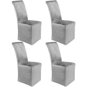 lot 2639 image: Moukeren Set of 4 Velvet Stretch Chair Covers Stretch Slipcovers Fur Chairs Cover Soft Removable Long Solid Slipcover for Wedding Dining Room(Gray) - Retail $41