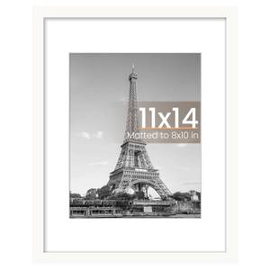 lot 2646 image: upsimples 11x14 Picture Frame, Display Pictures 8x10 with Mat or 11x14 Without Mat, Wall Hanging Photo Frame, White, 1 Pack - Retail $9