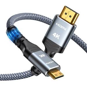 lot 2647 image: Highwings Mini HDMI to HDMI Cable 25FT, (4K 60Hz) High Speed HDMI to Mini HDMI Male Bi-Directional 2.0 Cord, for HDTV, Tablet, Camera and Camcorder Aluminum Shell, Nylon Braided - Retail $26