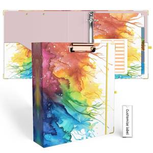 lot 2648 image: EYROZILL 3 Ring Binder 2 Inch with clipboard for Letter-Size 11 x 8.5 Three Ring Binder with 5-Tab Dividers and File Folder Labels for School Class Office Supplies, Rainbow - Retail $29