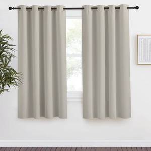 lot 2650 image: NICETOWN Blackout Natural Curtain for Living Room, 1 Panel, W55 x L68, Thermal Insulated Solid Grommet Sound Reducing Energy Saving Window Drape for BedroomDining Room - Retail $18
