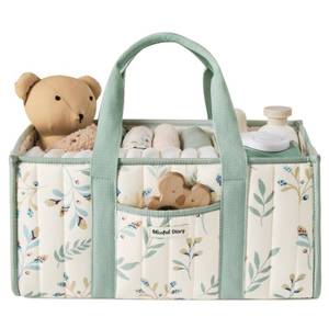 lot 2652 image: Blissful Diary Leaf Diaper Caddy Organizer, Stylish Nursery Storage Basket, Gift for Baby Shower, Newborn Essentials, Sage Leaf - Retail $27