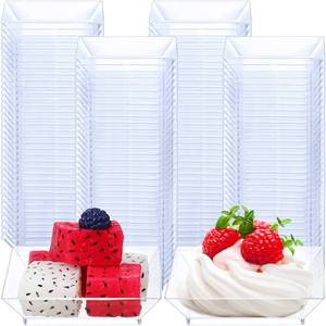 lot 2662 image: Gandeer 200 Pieces Mini Square Dessert Plates 2.5 x 2.5 Inch Disposable Appetizer Plates Small Clear Plastic Dish for Dessert Salad Appetizer Sauces Tastings Cake Wedding Party Serving (Clear) - Retail $33
