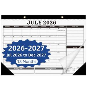 lot 2663 image: Tcamp Desk Calendar 2026-2027, Large Desktop Calendar 2026-2027 (Jul. 2026 - Dec. 2027), Big 17 x 12 Wall Monthly Calendar with Julian Dates, 18 Months Desk Planner for Home School Office Desktop - Retail $8