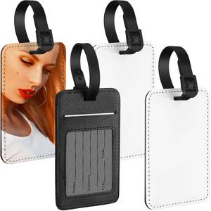 lot 2669 image: Frienda 4 Pieces Sublimation Luggage Tags Bulk PU Leather Name Label Blank Suitcase Heat Transfer Bag Card Business ID Card Holder Travel ID Tags for DIY Travel Suitcase Sports Bags Holder - Retail $9