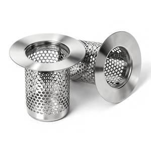 lot 2684 image: Bathroom Sink Drain Strainer, 304 Stainless Steel Hair Catcher for Bathtub Shower Floor Drain, Bathtub Drain Cover Strainer Basket Fit 1.1 to 1.97 Drain Hole (2PCS) - Retail $8