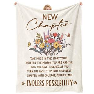 lot 2692 image: Retirement Gifts for Women Men, New Chapter Throw Blanket for Coworker Leaving Gifts, Farewell Going Away Gifts for Coworker Women Friends, Inspirational Retirement Party Decorations Presents 60x50 - Retail $20