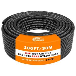 lot 2705 image: CheeMuii 100 FT 38 Pneumatic Tubing 38 PA12 Nylon DOT Air Line SAE J844 DOT Air Hose 30.5 Meter 38 Inch OD Pneumatic Air Tubing Pipe Hose Line - Retail $35