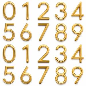 lot 2708 image: 20-Pack Self-Adhesive Gold Mailbox Numbers 0-9, SourceTon 2 Inch Waterproof Address Number Stickers for Apartments, Offices, Hotels, Mailboxes, Doors & Decoration Projects - Retail $13
