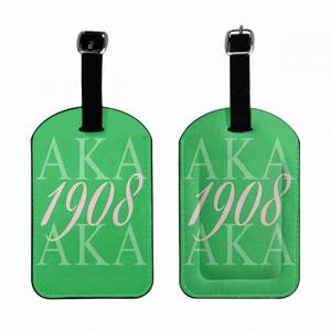 lot 2711 image: Zoczos Aka 1908 Luggage Tags Pink Green Simple Creative Lettering As Known As Abbreviation Privacy Cover ID Label with Strap and Address Card for Travel Bag Suitcase, 1 Pack - Retail $13
