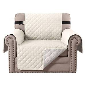 lot 2722 image: H.VERSAILTEX Chair Slipcover Reversible Chair Cover Water Resistant Couch Cover Washable Chair Cover Non-Slip Fabric Furniture Protector with Elastic Strap for Pets(Armchair, IvoryBeige) - Retail $20