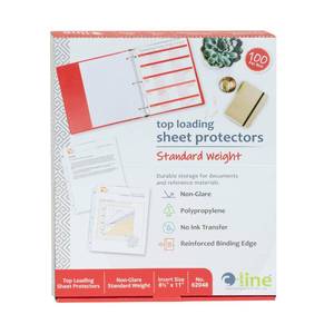 lot 2725 image: C-Line Top Loading Standard Weight Poly Sheet Protectors, Non-Glare, 8.5 x 11 Inches, 100 per Box (62048) - Retail $13