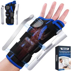 lot 2730 image: TISMOD Thumb Spica Splint Right Hand,Carpal Tunnel Wrist Brace Night Support for De Quervains Tenosynovitis Brace,Thumb Brace Right Hand for WomenMen,One Size-Blue-Right - Retail $13