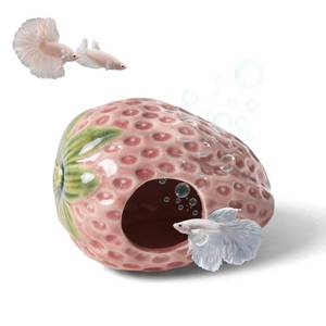 lot 2745 image: Deapeey Aquarium Decor Cave Betta Fish Aquarium Accessories Ornaments Hiding Cave Strawberry House Hideout for Shrimp Cichlid Hermit Crab, Octopus Hiding Breeding for Tank (Pink) - Retail $15