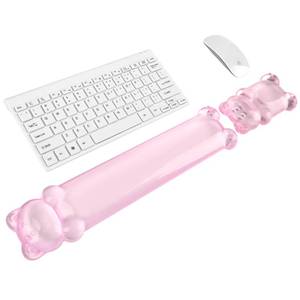 lot 2747 image: Gel Keyboard and Mouse Wrist Rest Set Clear Wrist Rest for Computer Keyboard 60%68%75%, Comfort &amp Support for Typing and Gaming(Cute Pink Bear) - Retail $21