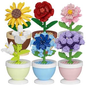 lot 2753 image: Sacblirr 6 Set Mini Flower Bonsai DIY Potted Plant Building Blocks Flower Seasons Rhythm for Kids and Adults, Botanical Collection Decor Toy - Retail $20