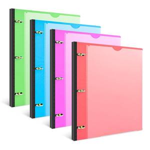 lot 2757 image: INFUN Telescoping 3 Ring Binder - 4PCS, Flexible Round Binder with Customizable Front Cover and Clear Catalog Pocket, Holds 8.5x11 inch Paper - Retail $21