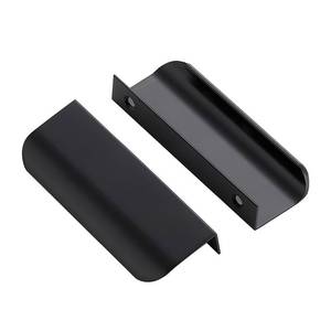 lot 2770 image: Ravinte 10 Pack Finger Pulls for Cabinets - 76mm3 Hole Center Tab Handle, Matte Black Edge Pulls, Concealed Handles for Kitchen Drawer, 102mm4.02 Length - Retail $10