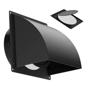 lot 2771 image: Drasum 6 Inch Metal Dryer Vent Cover Outside, Heavy Duty Iron Exhaust Hood with Internal Damper, Detachable Cover & Fixed Mesh Screen for Dryer, Kitchen, HVAC, Black - Retail $28