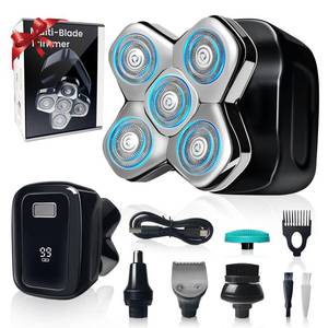 lot 2772 image: Head Shavers for Bald Men - 5-in-1 Electric Razor for Men, 5d Electric Shavers, WetDry Bald Head Shavers with Led Smart Display, for Head Face Beard, IPX7 Waterproof - Retail $50