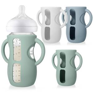 lot 2792 image: Juome Silicone Sleeves with Handles for Avent Natural Glass Baby Bottle - 3 Pack Anti Breakage Baby Bottles Holder, Compatible with Philips Avent Anti Colic Baby Bottles 8 oz - Retail $10