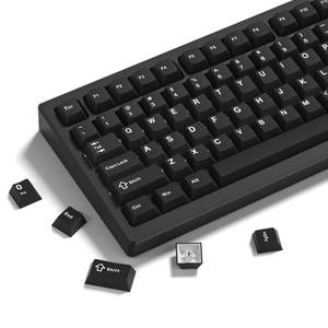 lot 2793 image: Womier Double Shot PBT Keycaps Set 138 Keys, Cherry Profile Custom Keycaps 60 65 75 100 Percent for 6164688487100104108 Retro Gaming Mechanical Keyboard, Black - Retail $18