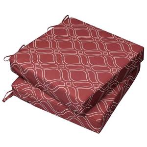 lot 2810 image: AAAAAcessories Outdoor Seat Cushions for Chairs, Waterproof, Fade-Resistant, 20 x 20 x 3, Patio Furniture Replacement Cushions, Set of 2, Clay Red Vine Trellis - Retail $57