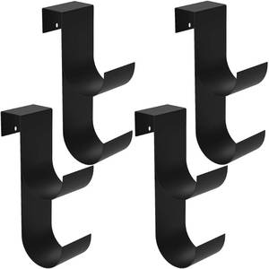 lot 2818 image: codree 4 Pcs Pool Fence Hooks for Pool Equipment, Black Heavy Duty Fence Hooks for Pool Poles, Slipe-on Fences Hanger for Pools Hose Pools Skimmer, Fit 34 Inch to 1-14 inch Railing - Retail $34