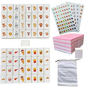 lot 2823 image: Promithi 65 Tiles 30mm Seaside Game Blocks, Vita Game, Tiles Escape Game for Kids in ABS Plastic Material Set with 4 DIY Stickers Plastic Mahjong Style, Simple Packaging (Pink) - Retail $11