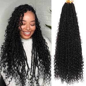 lot 2833 image: Goddess Locs Crochet Hair-30 Inch 8 Packs Boho Faux Locs Crochet Hair for Black Women Pre Looped Soft Locs with Curly Ends (1B#, 30 Inch(Pack of 8)) - Retail $40