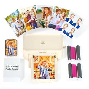 lot 2835 image: iDPRT 4x6 Photo Printer, Portable Color Picture Printer, Thermal Sublimation Mini Picture Printer, Bundle 108 Sheets Photo Paper &amp 2 Ribbon Cassette, Photo Printer for iPhone &amp Android - Retail $136