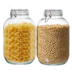 lot 2837 image: 6 Pack 17oz Food Storage Jars with Airtight Lids, Preserving Seal Wire Clip Fastening Glass Containers, Canisters for Kitchen Organization, Flour, Cereal, Pasta, Sugar, Beans, Pickling Jars (17 Oz6) - Retail $81