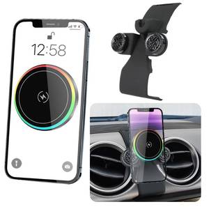 lot 2860 image: LUNQIN Car Magnetic Phone Mount for Ford Mustang 2015 2016 2017 2018 2019 2020 2021 2022 2023 Auto Interior Accessories Best Cellphone Holder Fast 15W Wireless Charger Cell Phones Charging Stand - Retail $33