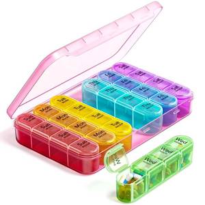 lot 2870 image: Odaro Weekly Pill Organizer 4 Times a Day, Daily Pill Box 7 Day, Large Travel Pill Case with 28 Compartment to Hold Medicine, Vitamin and Supplement - Pink Case - Retail $9