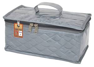 lot 2873 image: atorakushon Satin Makeup Jewellery Kit Organizer Locker Box Pouch for Necklaces Earring Ring Cosmetic Travel Storage Case for Women Girls Wedding Gift Grey - Retail $27