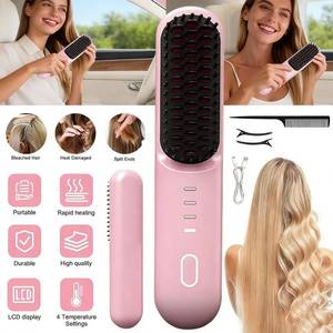 lot 2885 image: Hounyoln Go Pro Hair Brush for Hair, Hair Straightener Brush &amp Thick Curly Hair,4000mAh Cordless 2026 Go Brush Pro, 30s Rapid Heating, 4 Temp Settings (140-200°C), Ionic Comb (Pink) - Retail $20