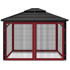 lot 2900 image: Gazebo Replacement Mosquito Netting Outdoor Universal Gazebo Canopy 4-Panels Screen Sidewalls with Zipper for Patio Garden (Red, 10x10) - Retail $43