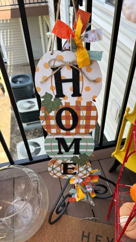 lot 40312 image: Pumpkin Shaped HOME Letter Sign Halloween Fall Decor