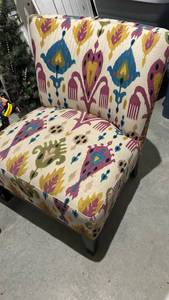 lot 40348 image: Colorful Ikat Pattern Upholstered Accent Chair
