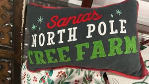 lot 40361 image: Santas North Pole Tree Farm Christmas Throw Pillow