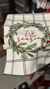 lot 40371 image: Tis The Season Christmas Holiday Kitchen table runner