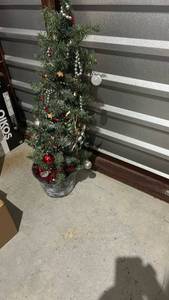 lot 40374 image: Small Decorated Christmas Trees (2) with Ornaments
