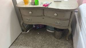 lot 102 image: Shabby Chic French Provincial Dresser with Floral Lined Drawers