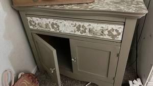 lot 106 image: Painted Accent Cabinet with Drawer and Storage