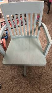 lot 111 image: Gray Painted Wooden Armchair