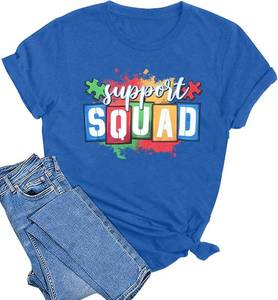lot 1010 image: Autism Awareness Shirt Women Autism Shirts Autism Support Tops in April Blue Autism Mom Clothes Special Education Tees Blue Size Medium