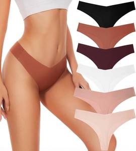 lot 1038 image: XL Seamless Thongs For Women V-waisted No Show Thong Seamless Panties Breathable Comfortable Underwear Womens 5-Pack, Photo for Reference, Check Additional Photos for Style and Color