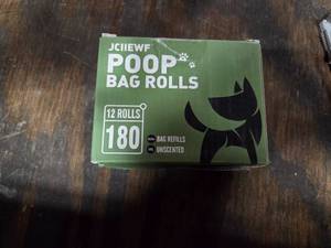 lot 1137 image: 180 Count, 13  x 9  Dog Poop Bag Refill Rolls, Extra Thick & Tear-Resistant Waste Bags for Pets, Unscented, Sturdy & Durable Pet Cleanup Bags for On-The-Go Use
