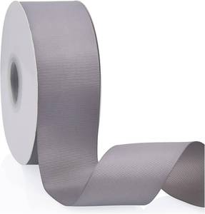 lot 1141 image: Silver Grey 2 X 50 Yards Solid Color Double Faced Grosgrain Ribbon for Gifts Wrapping, Wedding, Party, Crafts